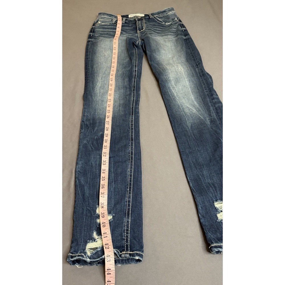 BKE Stella Jeans Womens 29X31.5  Dark Blue Mid Rise Slim Straight Leg Distressed - Picture 6 of 15
